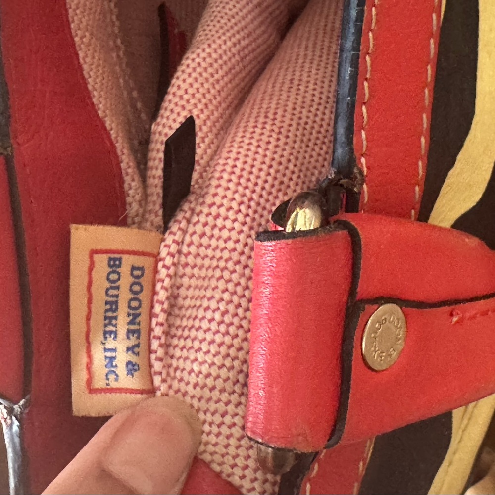 Dooney & Bourke Black and Cream Zebra Print Shoulder Bag with Red Trim - Picture 9 of 11